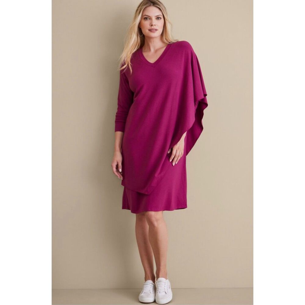 NWT Soft Surroundings Marla Dress Dark Fuchsia Size 1X (18-20) Stretchy Comfort